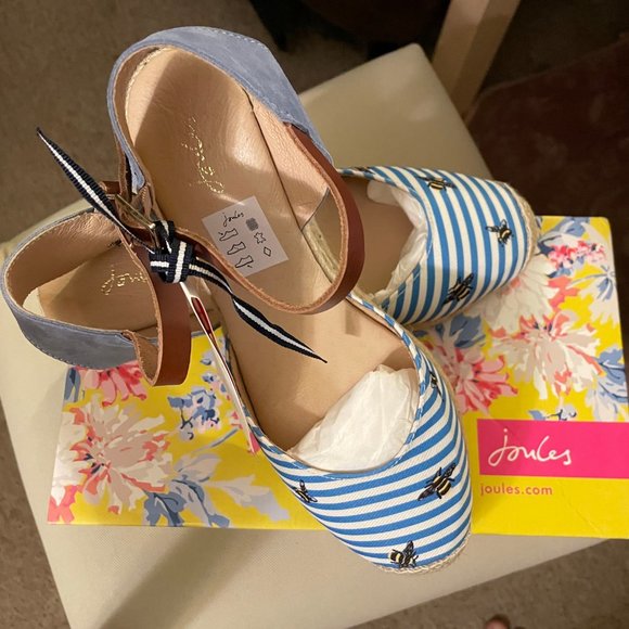 NWT!! Joules Women’s Blue Bee Stripe, Winnie Wedge Espadrille US 8 - Picture 9 of 15